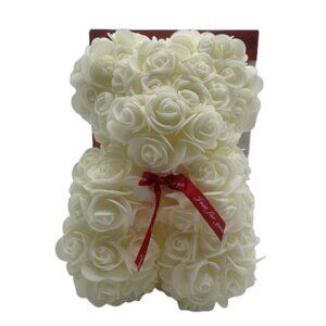 NIB Rose Bear Just for You White with Red Ribbon